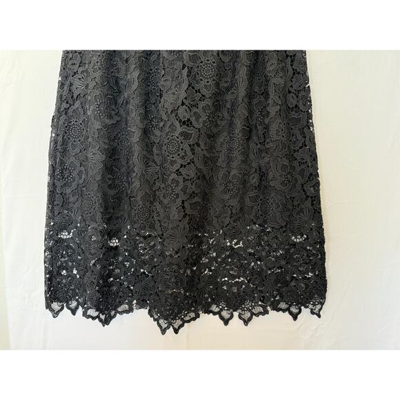 Garnet Hill Scalloped Lace Midi Skirt Womens Size 6 Pleated Black Whimsigoth - Picture 7 of 12